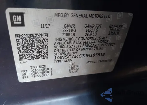 2018 Chevrolet Tahoe Ls z USA, uszkodzony, nr VIN 1GNSCAKC7JR185519